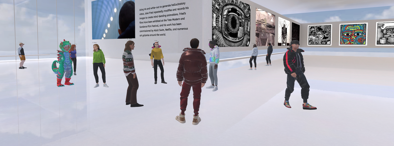 A digital artwork in a metaverse gallery
